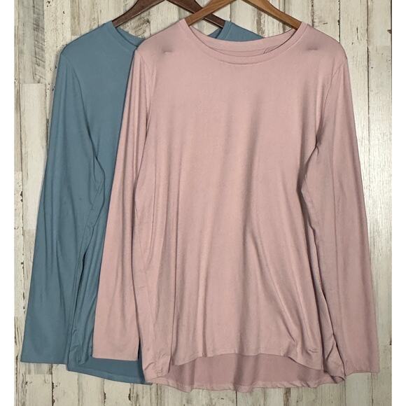 Skechers Tops - Skechers Womens Activewear Long Sleeve Tops Large Blue/Pink 2 Set Workout Shirts